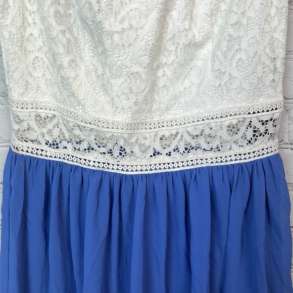 BCX White Lace & Periwinkle Blue Chiffon Dress Juniors Size 3 - Picture 5 of 9